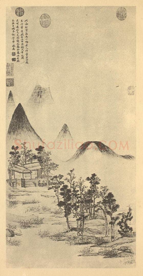 明 顾凝远《山水轴》国画作品