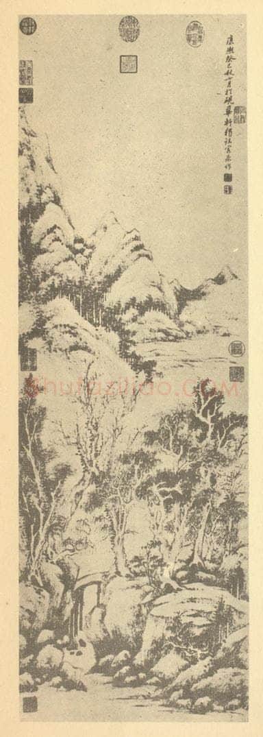 清 黄鼎《山水轴（四）》国画作品