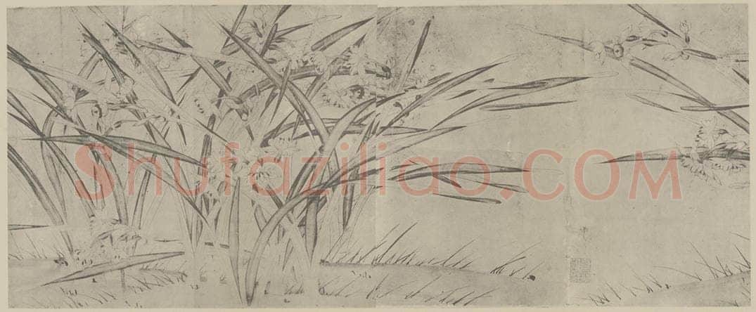 宋 赵孟坚《水仙图卷(四)》国画作品