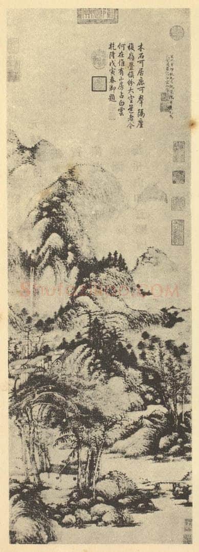 元 陈贞《山水轴》国画作品