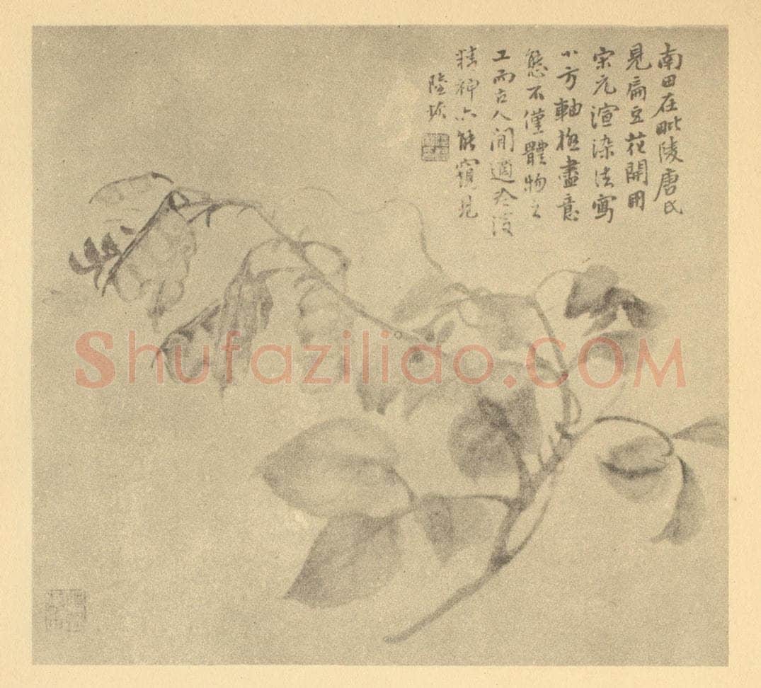 清 陆恢《扁豆》国画作品