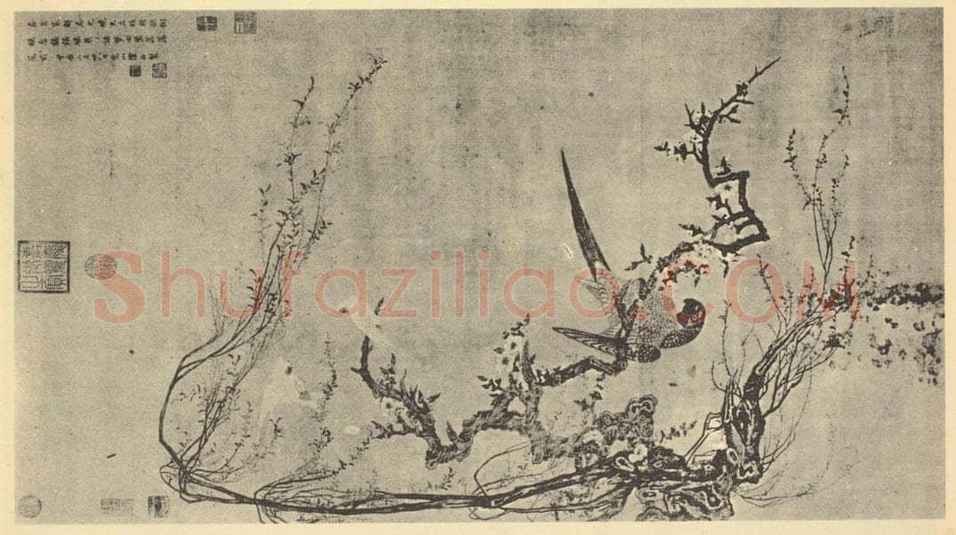 明 陆治《秦禽图》国画作品