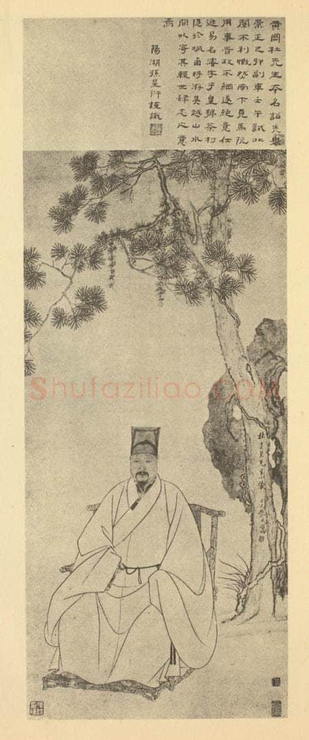 明 张风《画杜干皇先生小像》国画作品