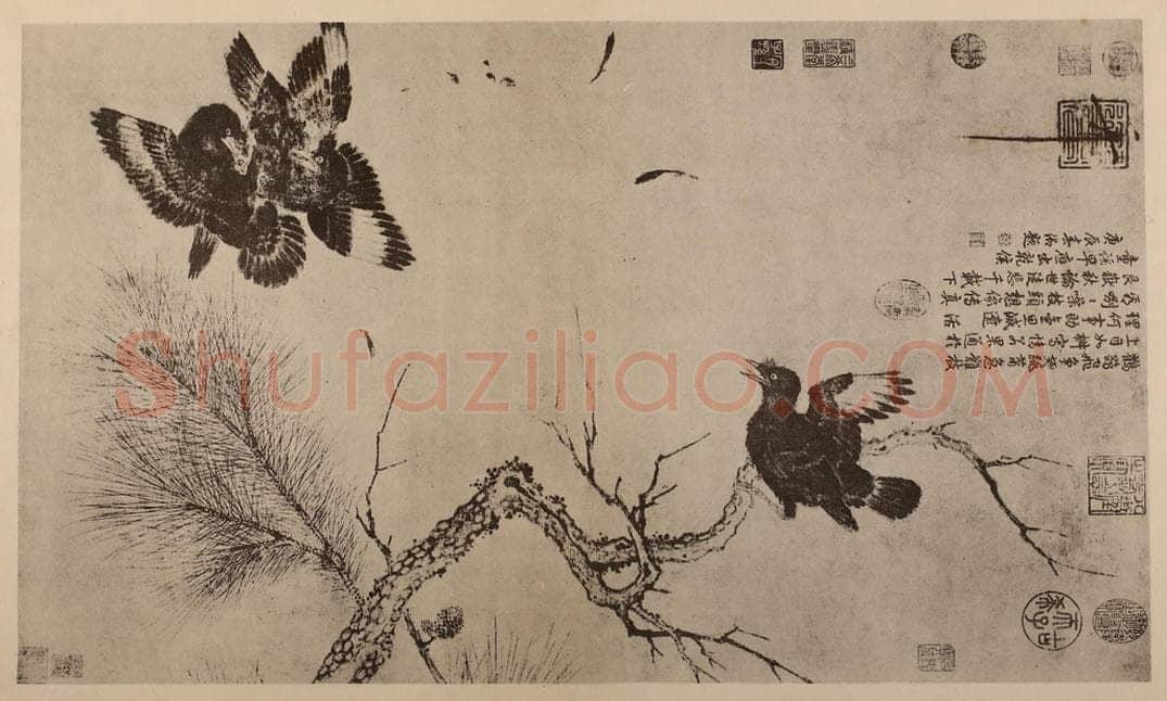 宋 宋徽宗赵佶《鸜鹆图轴》国画作品