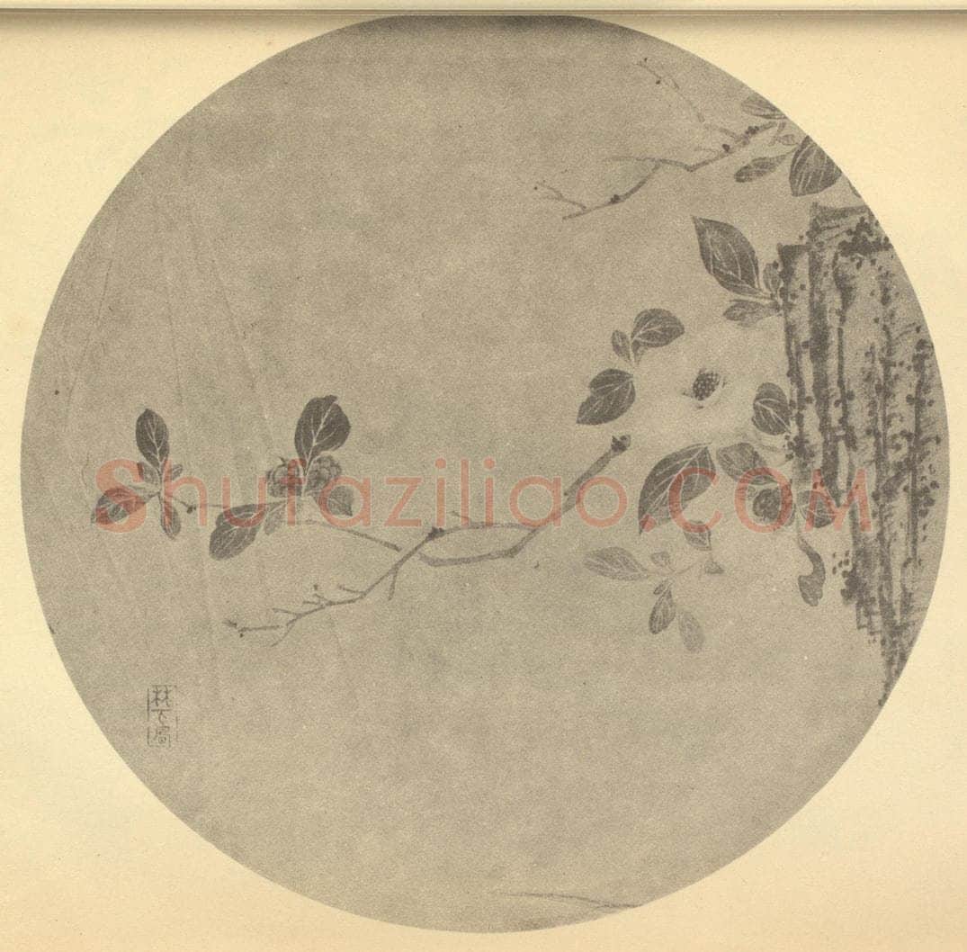 清 陈书《山茶图》国画作品