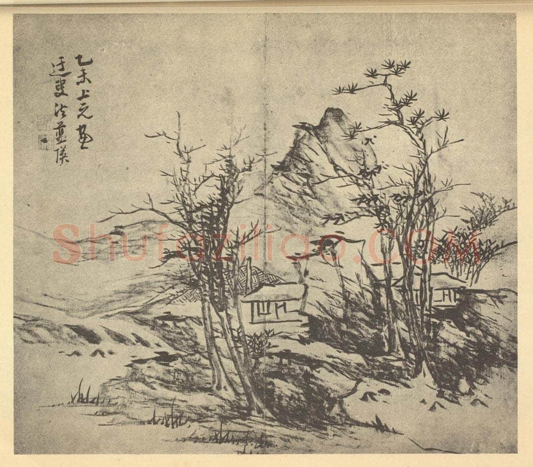 明 蓝瑛《山水图(八)》国画作品
