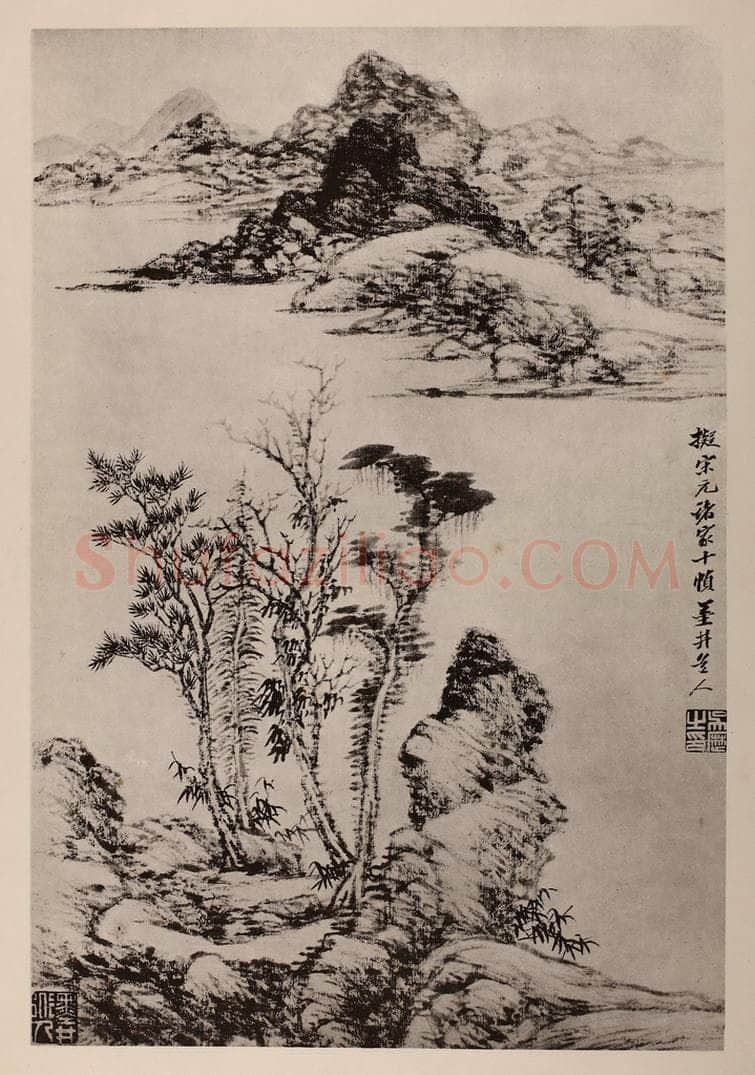 清 吴历《山水册(十)》国画作品