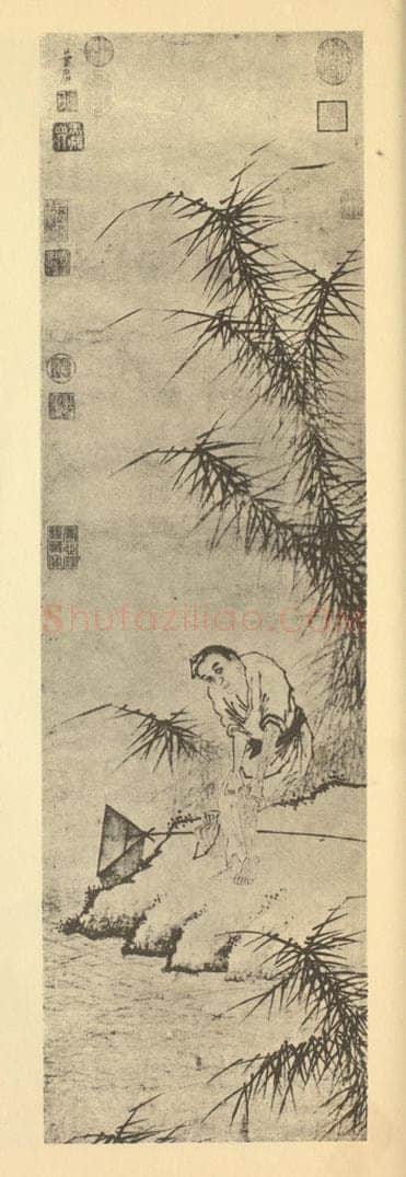 明 叶广《丛荻间渔图》国画作品