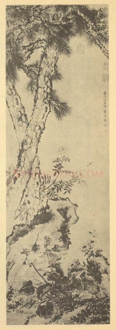 清 蒋廷锡《乔松春荫图》国画作品