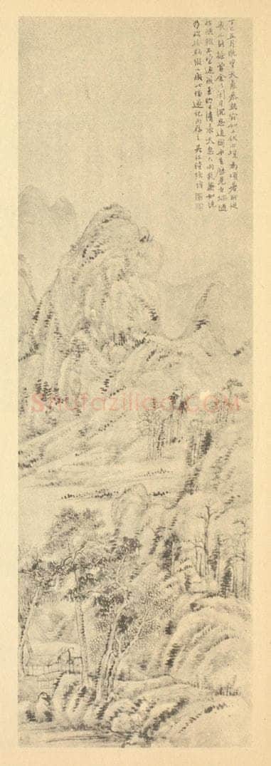 清 陆恢《山水轴（三）》国画作品