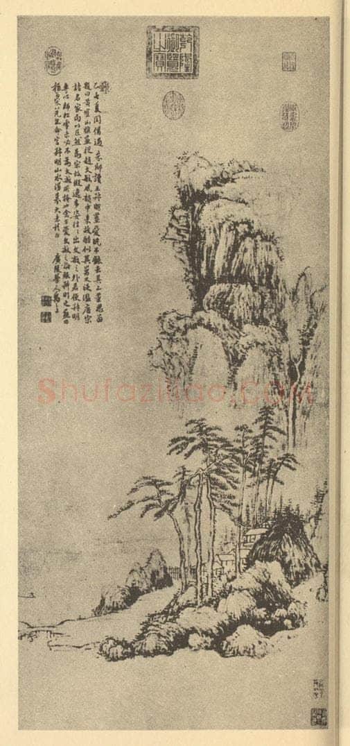 清 禹之鼎《山水轴（一）》国画作品