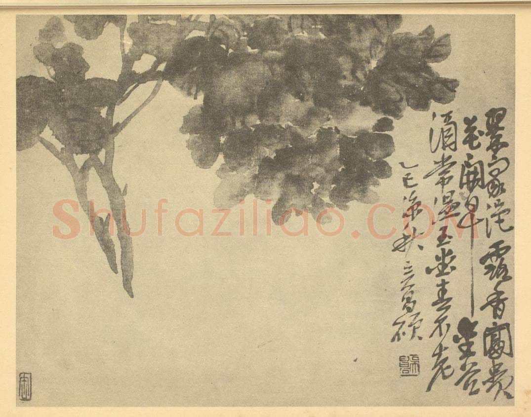 清 吴昌硕《牡丹》国画作品