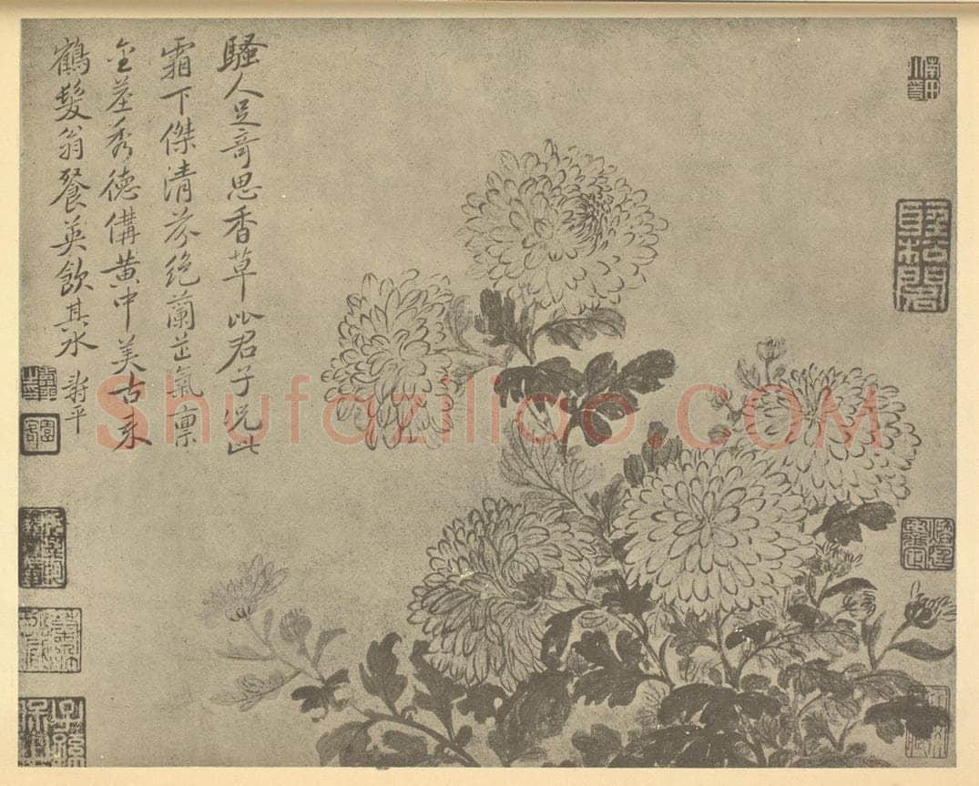 清 恽寿平《菊》国画作品