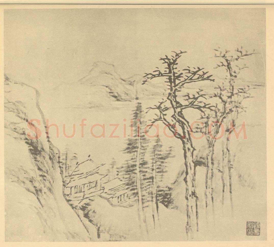 清 顾澐《山水图（七）》国画作品