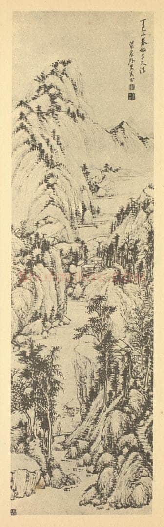 清 奚冈《山水轴（三）》国画作品