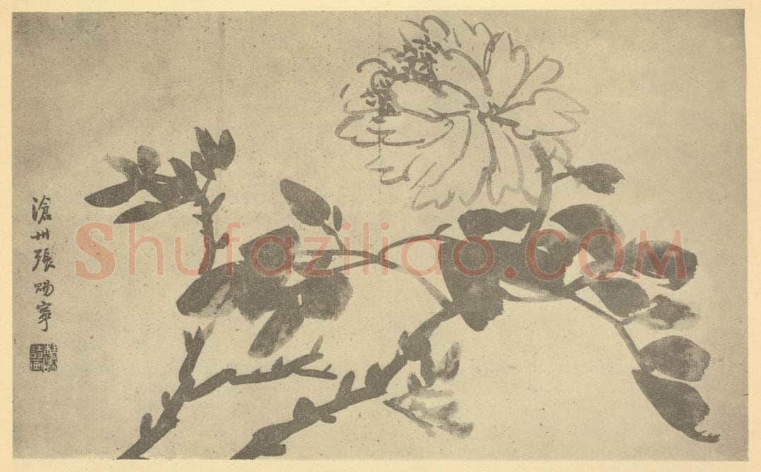 清 张赐宁《牡丹》国画作品