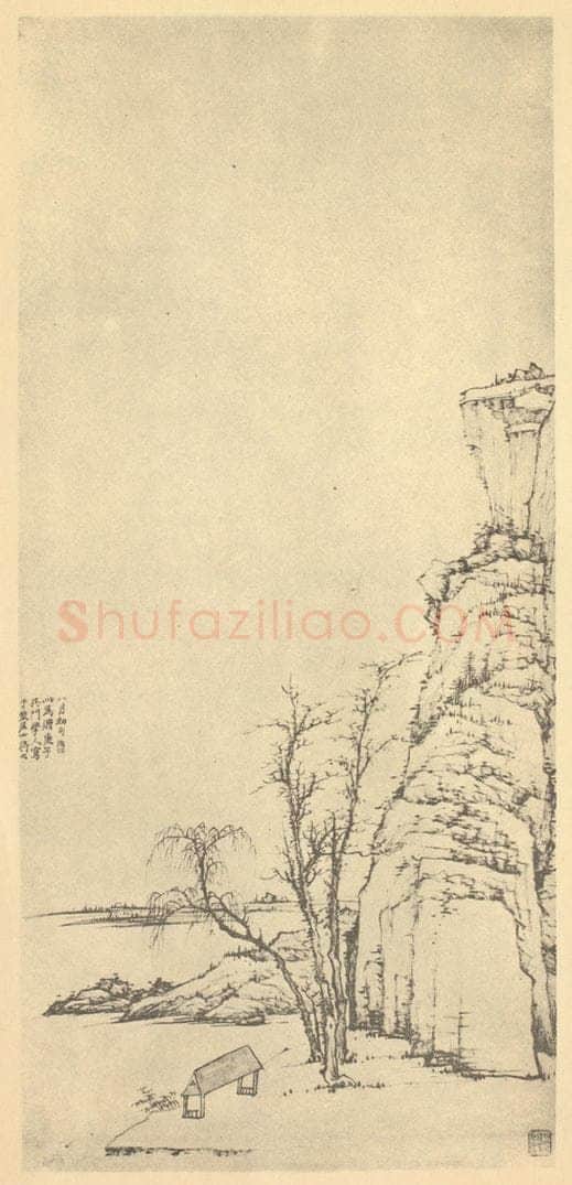 清 弘仁《山水轴（二）》国画作品