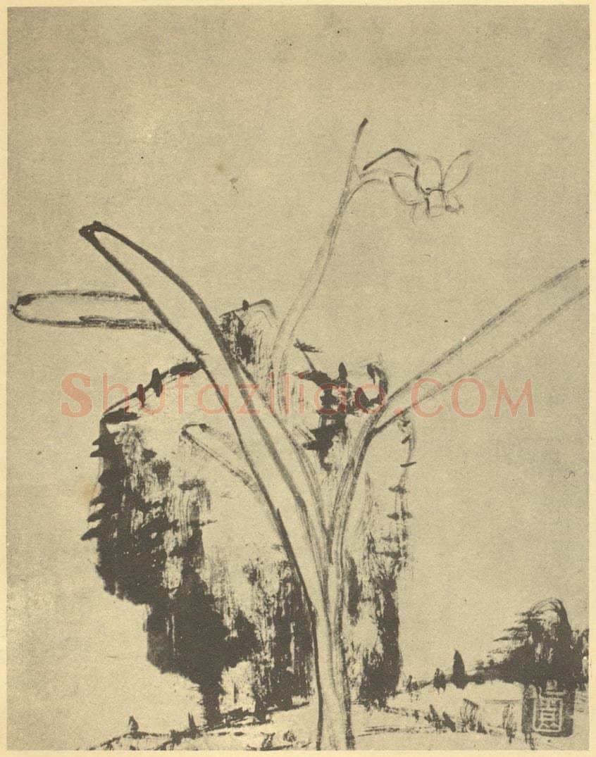 清 朱耷《水仙》国画作品