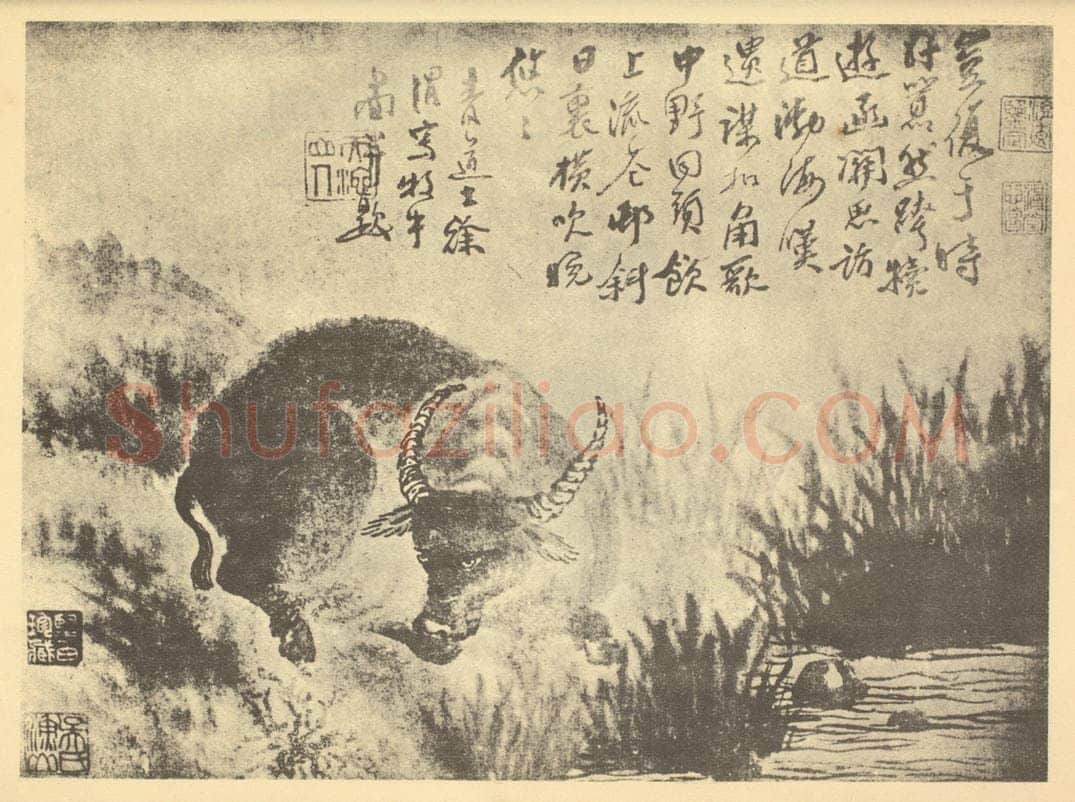 明 徐渭《牧牛图》国画作品