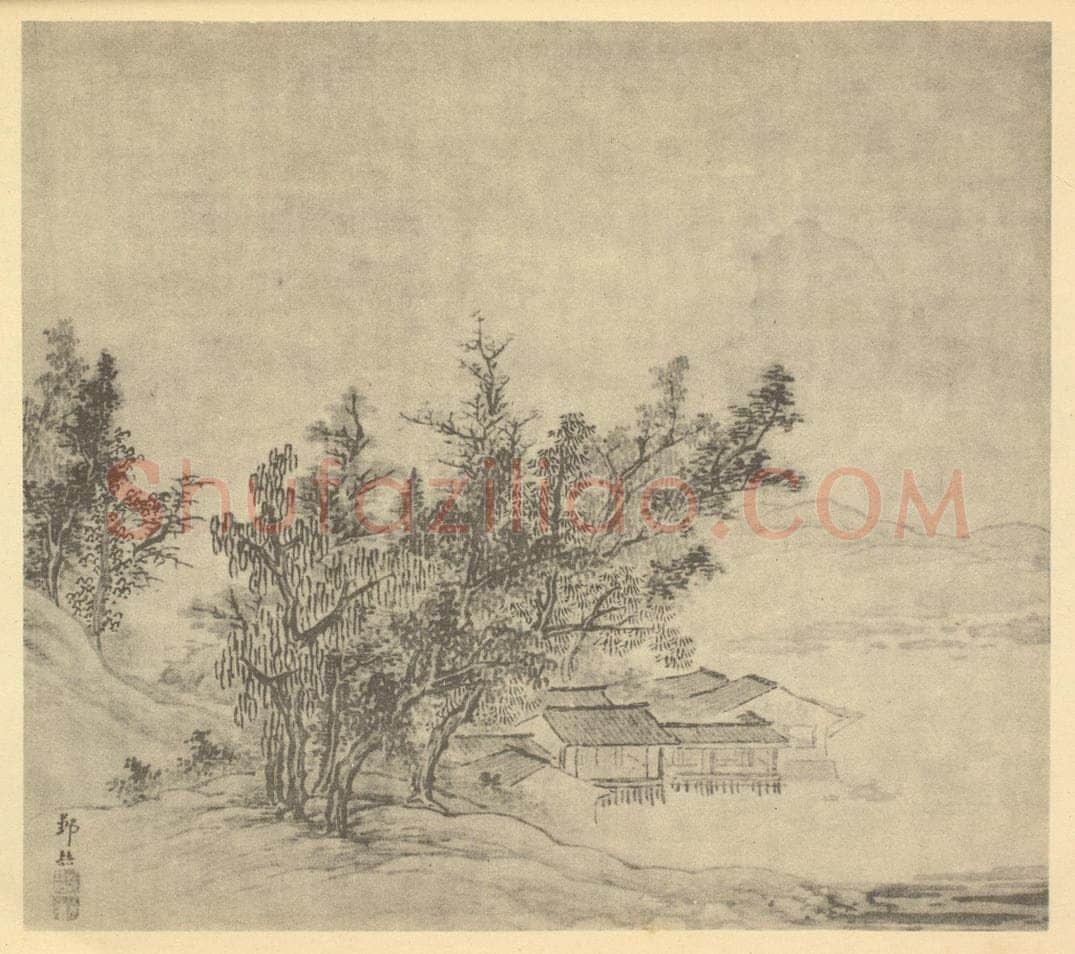清 邹喆《山水图（二）》国画作品