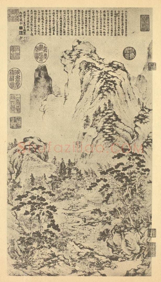 明 仇英《山水轴》国画作品