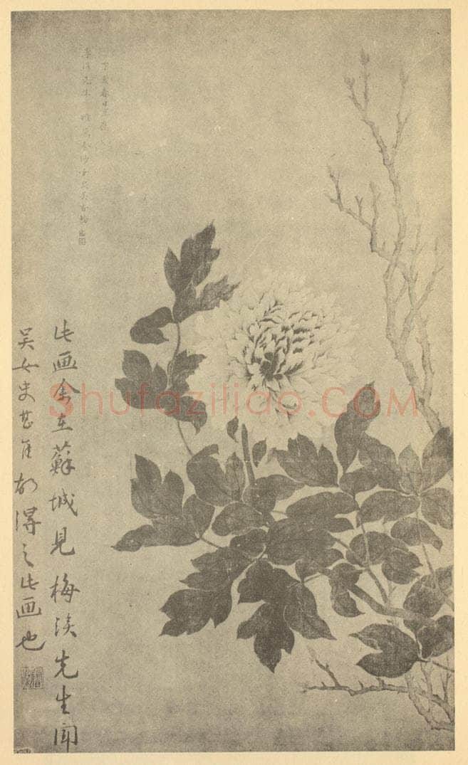 清 吴规臣《牡丹》国画作品