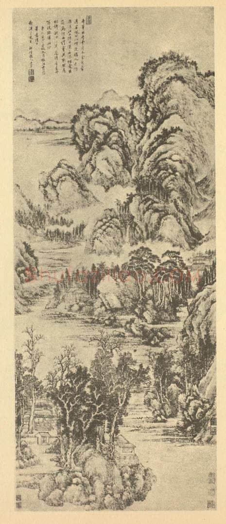 清 王翚《仿江贯道山水》国画作品