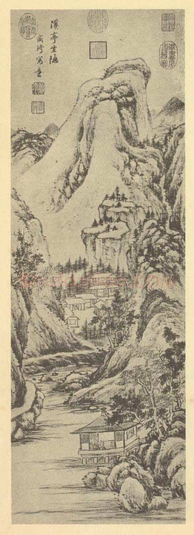元 商琦《山水轴（二）》国画作品
