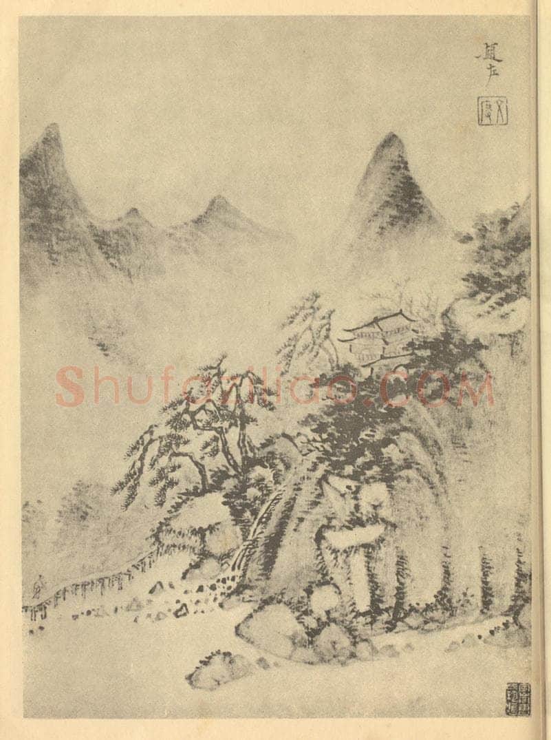 明 赵左《山水图（二）》国画作品
