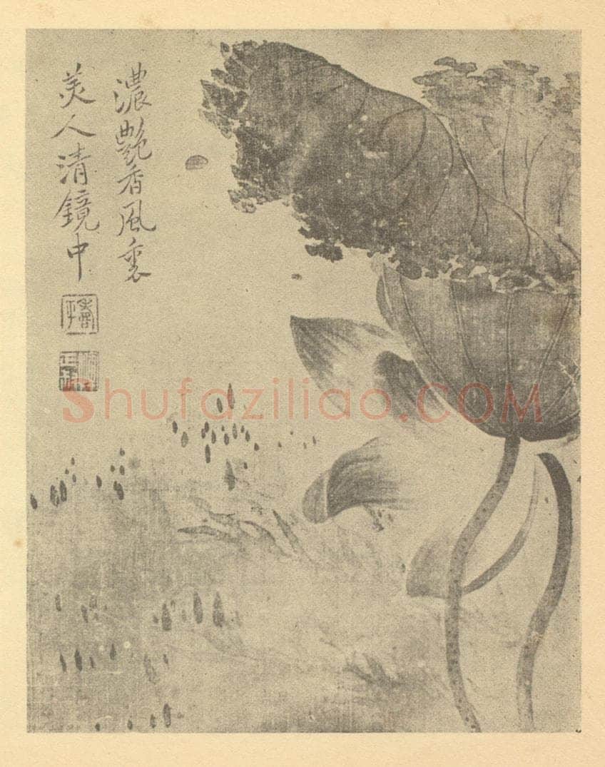 清 恽寿平《紫茄花》国画作品