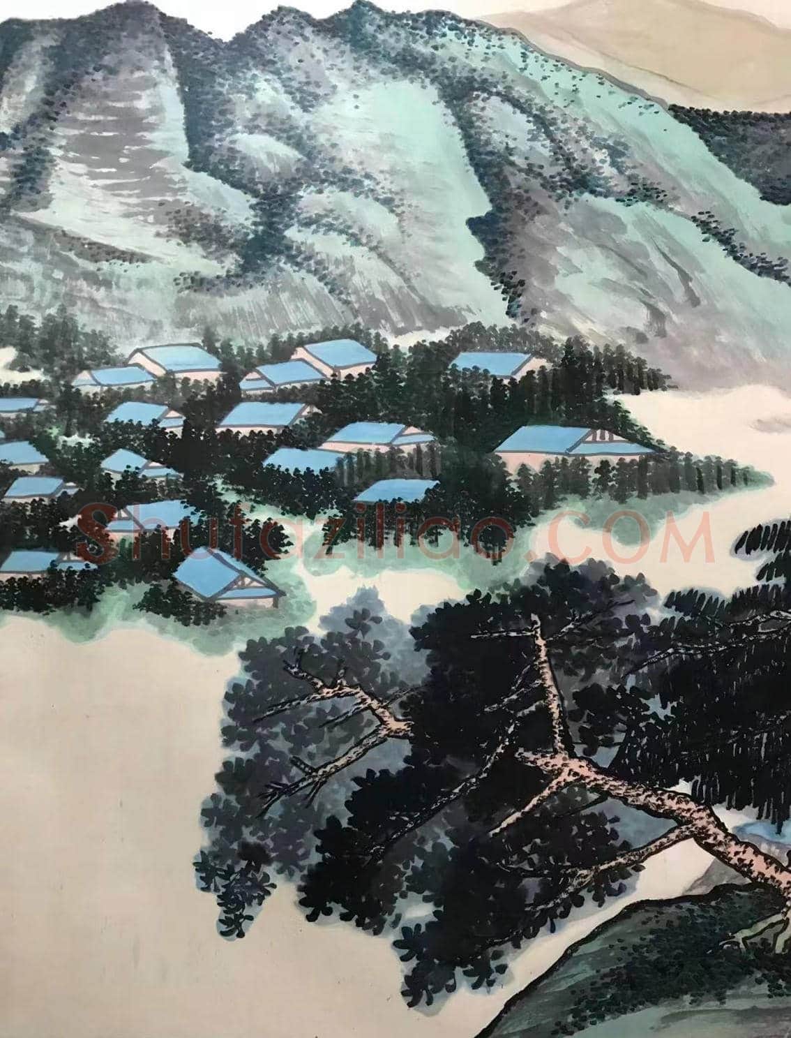 谢稚柳丈二巨制《松瀑亭子》，扛鼎之作！ | 国画图片