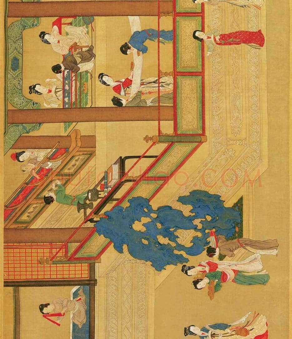 仇英《汉宫春晓》 ,重彩仕女第一长卷 | 著名国画鉴赏