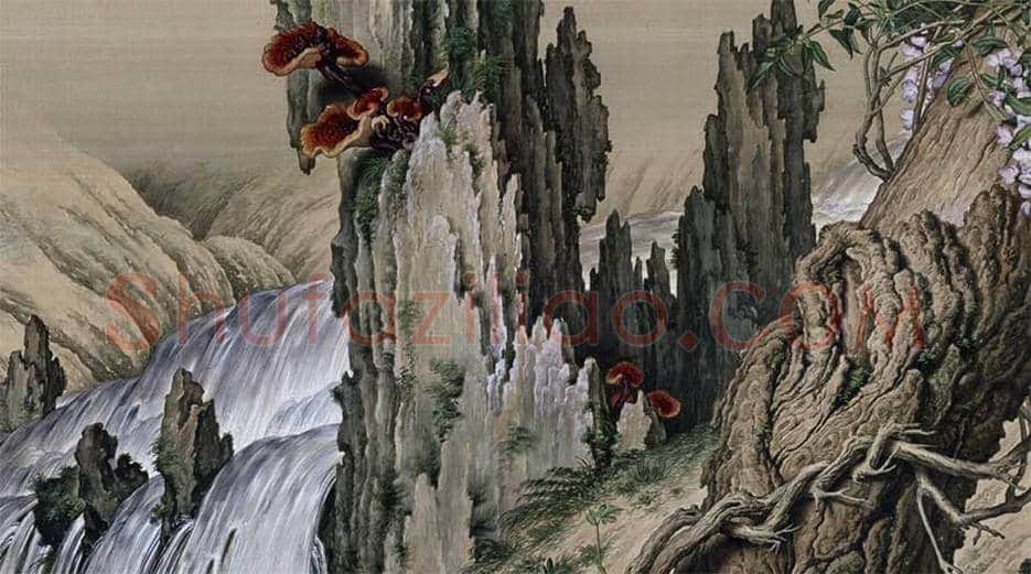 郎世宁嵩献英芝图轴欣赏 | 传世国画作品