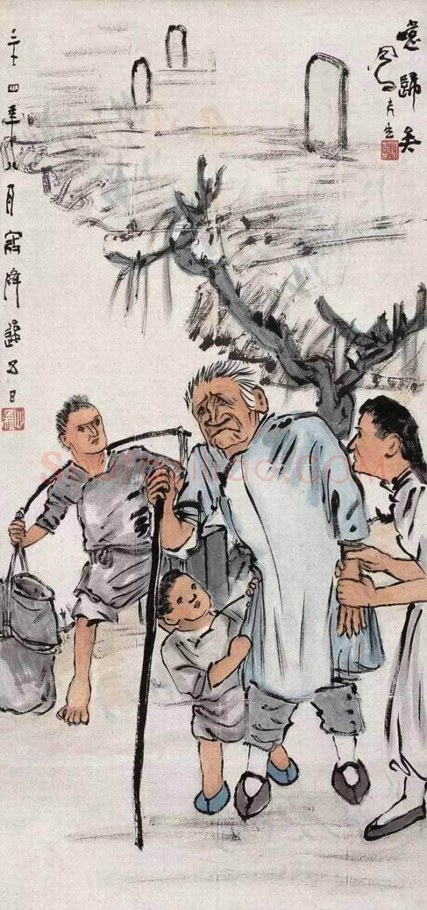 吕凤子人物画作品欣赏 | 书画百科