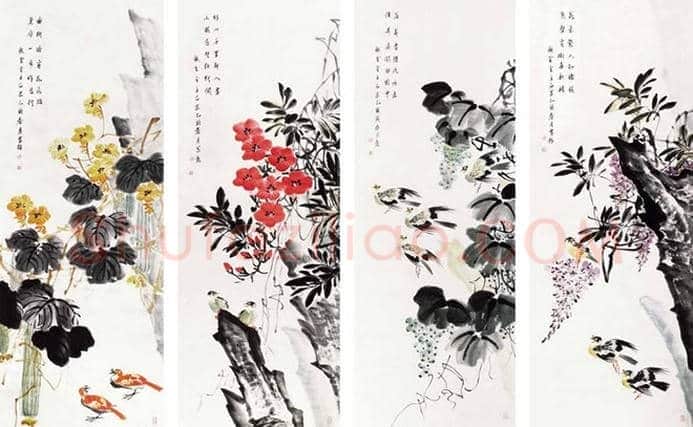 王雪涛等《花鸟四条屏》作品欣赏 | 书画资料