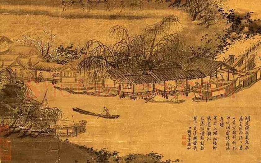 夏圭《西湖柳艇图》欣赏 | 书画学堂