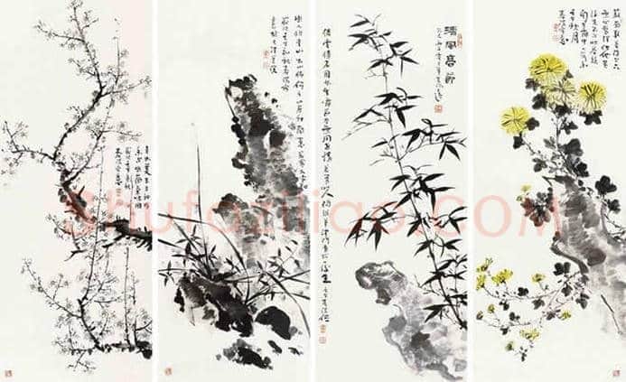 王雪涛等《花鸟四条屏》作品欣赏 | 书画资料