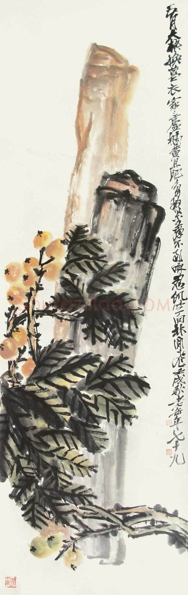 清末海派大师吴昌硕力作《黄金果》,6尺 | 国画作品