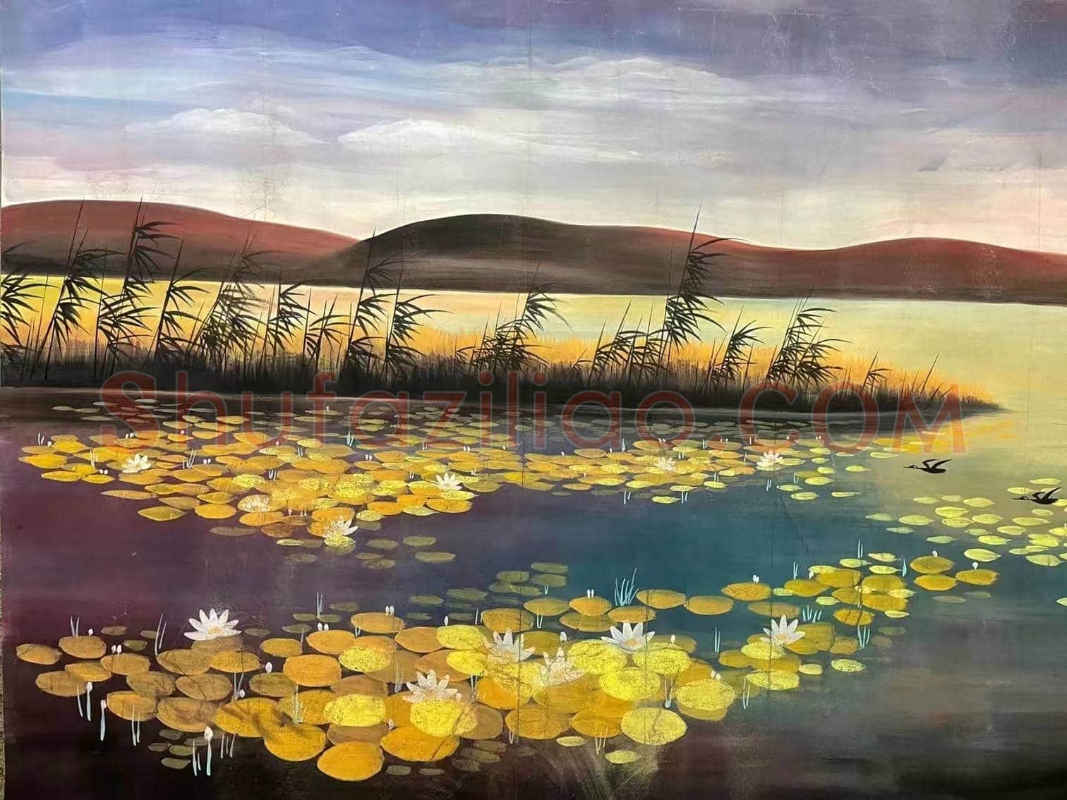 林风眠丈二钜制《荷塘芦雁图》，馆级精品 | 国画欣赏