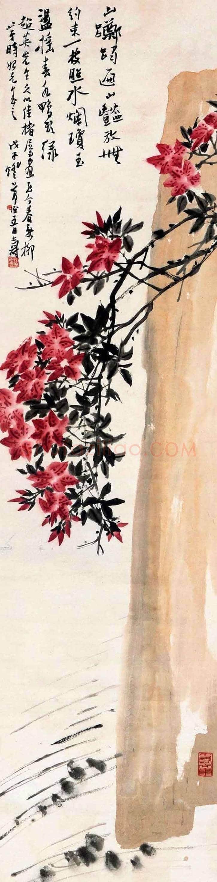 潘天寿作品《山花烂漫》赏析，超凡脱俗 | 书画百科