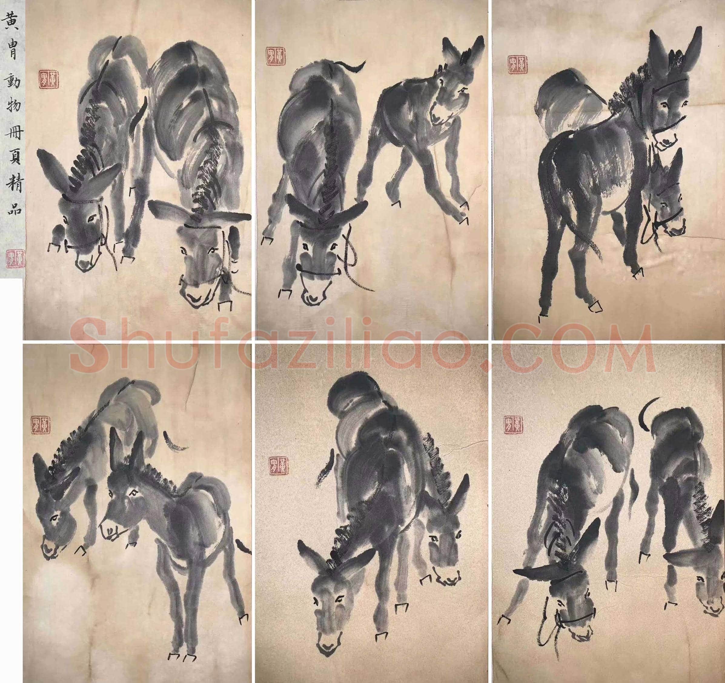 黄胄《双驴图》十开册页,经典力作 | 国画图片