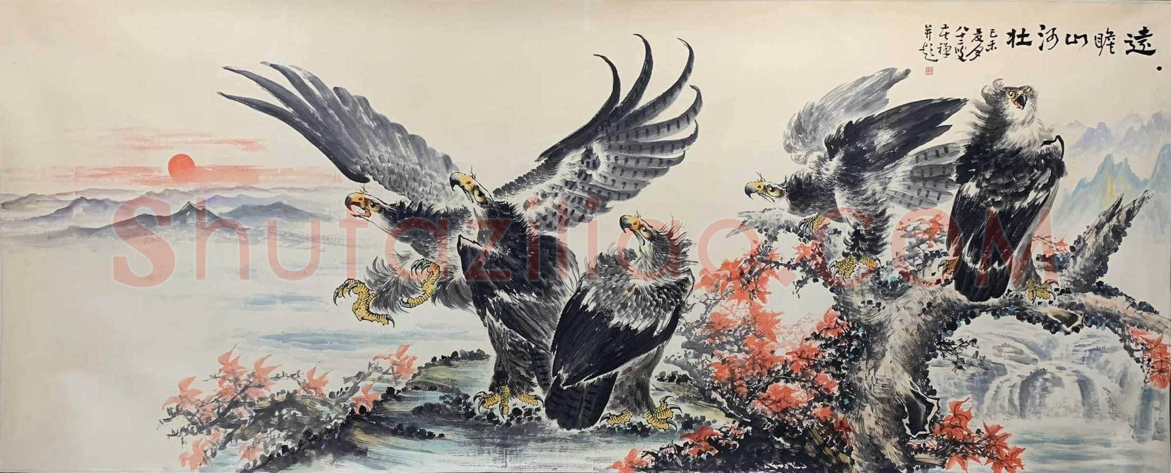 李苦禅丈二《远瞻山河壮》，堪为神来之笔 | 国画赏析
