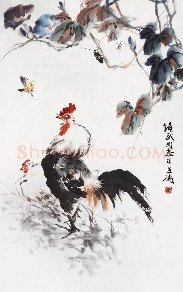 王雪涛画笔下的鸡,喜庆吉祥 | 书画百科