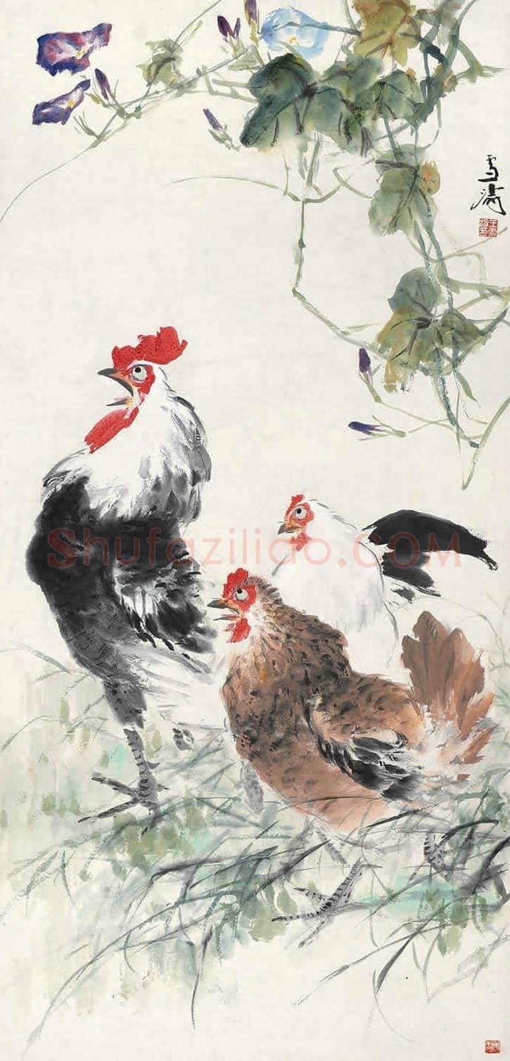 王雪涛画笔下的鸡,喜庆吉祥 | 书画百科