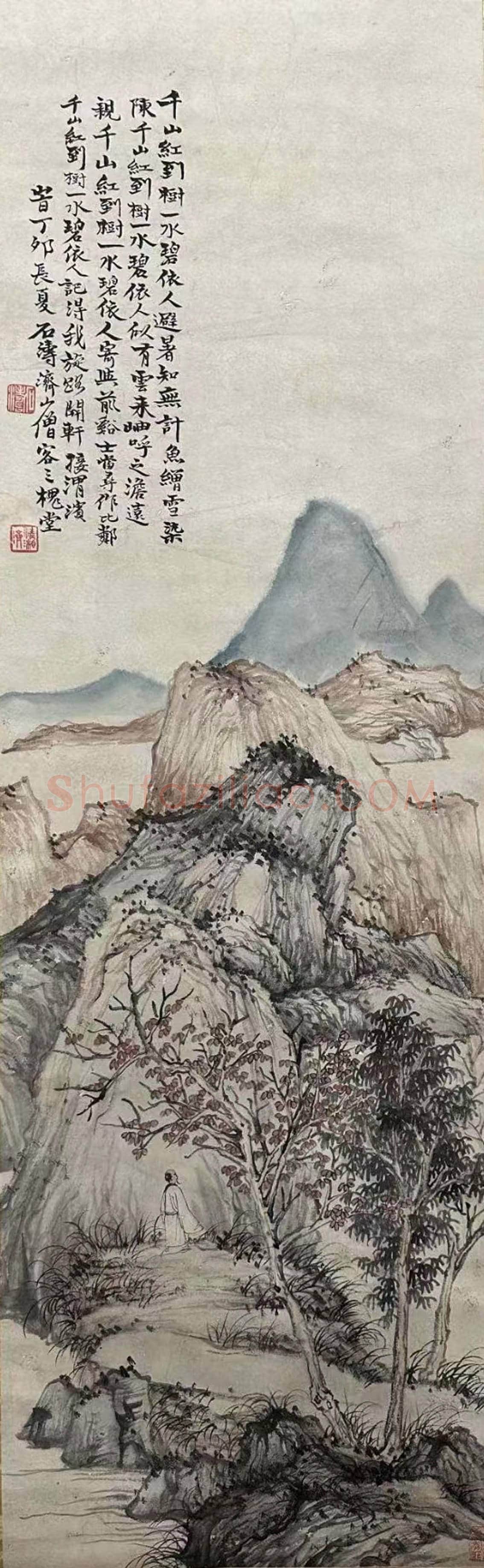 丹枫迎秋 诗画合一——石涛《千山红树图》 | 国画赏析