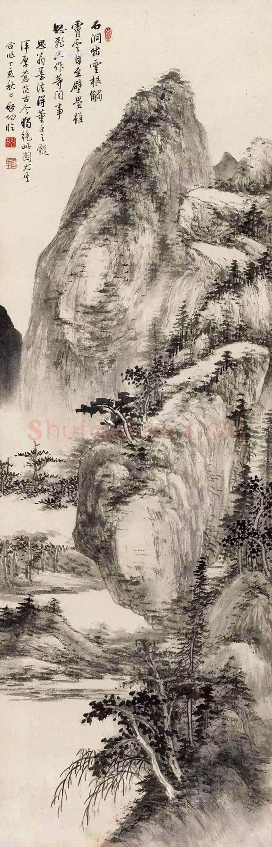 启功山水画《拟董其昌山水》，仿古珍品 | 国画欣赏