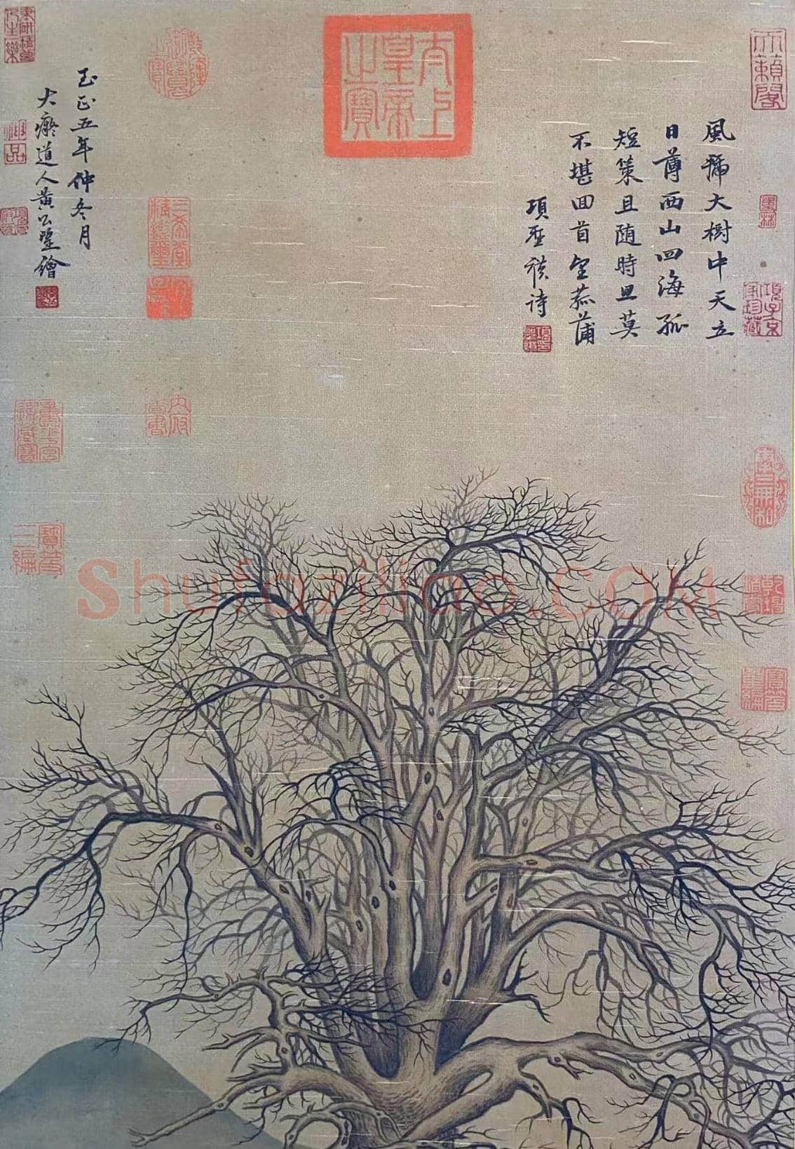 有序流传 朱痕累累——黄公望《枯木高逸图》 | 国画赏析