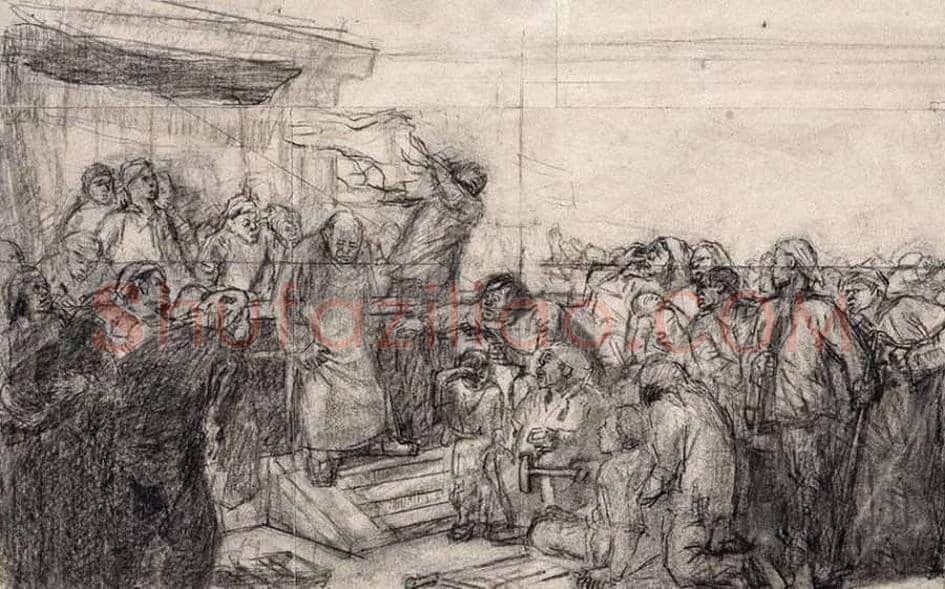 王式廓素描作品《血衣》欣赏 | 书画科普