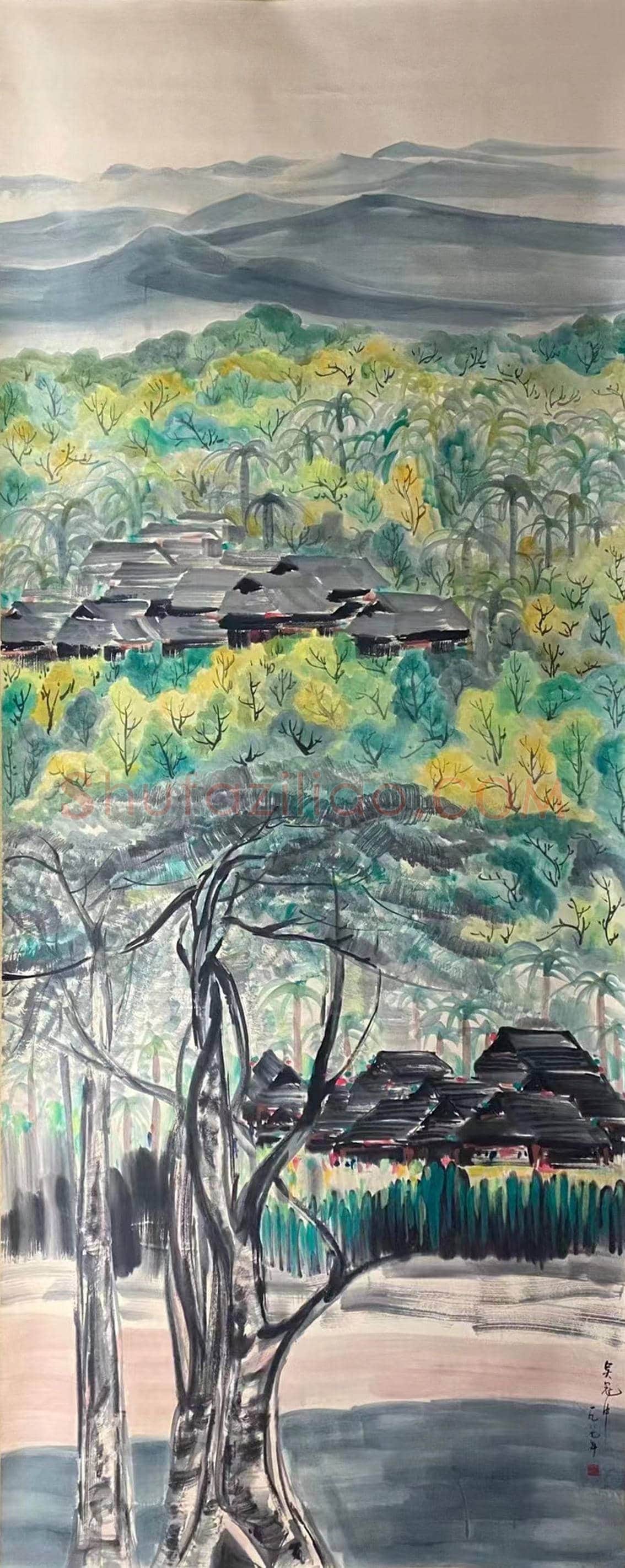 吴冠中重磅巨制《版纳风情》，首次亮相 | 国画图片