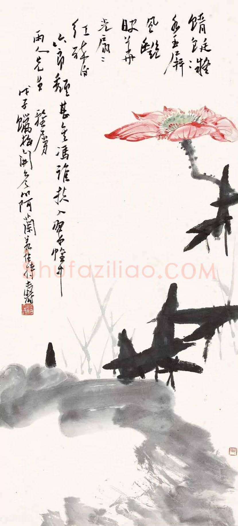潘天寿荷花作品欣赏及拍卖价格 | 书画学堂